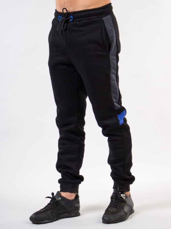 Мужские брюки ISEE базовые чёрные с тёмно-серой полоской и карманами