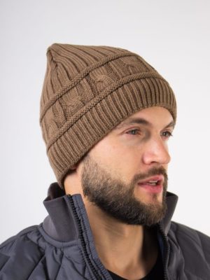 Мужская шапка ISEE светло-коричневая с подкладкой