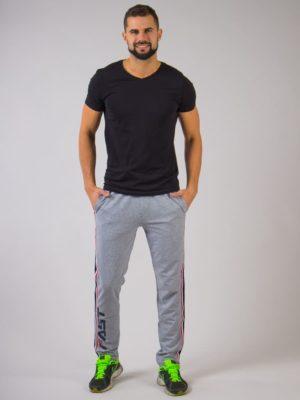 Мужские брюки ISEE базовые серые с надписью FAST на правой штанине