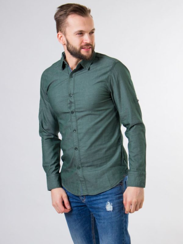 Мужская рубашка ISEE зелёного цвета